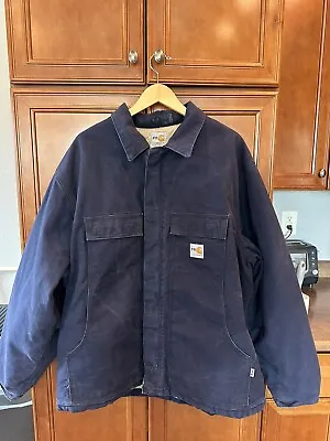 Vintage Carhartt Mens FR Blue Fire Resistant Coat 2XL  Quilted. ￼ • $49