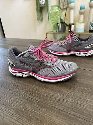 Women’s Mizuno Wave Rider 20 Running Shoes Grey/Pink Sz 9 Athletic Gym • $49.99