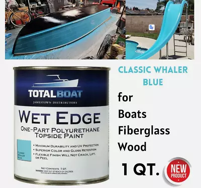 Marine Topside Paint For Boat Pool Slide Fiberglass Wood Classic Whaler Blue 1Qt • $76.99