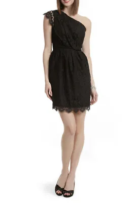 Shoshanna Verona Black Lace One Shoulder Dress Womens Size 8 (706) • $38.40