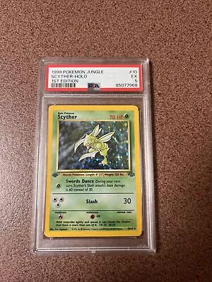 Pokemon Card PSA 8 NM-MT Scyther Jungle 1st Edition 1999 Holo 10/64 • $26