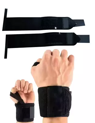 Weight Lifting Straps Training Gym Wraps Hand Wrist Extra Grip Support Stiff UK • £7.99