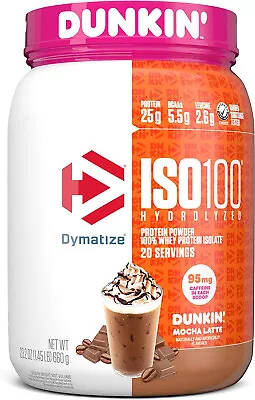 ✅ ISO100 Hydrolyzed 100% Whey Protein Isolate Dunkin’ Mocha Latte 1.4 Lb 5/24 • $25.95