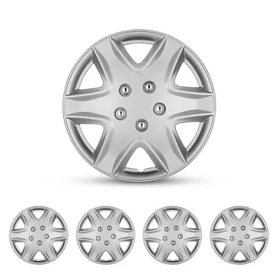 14  Set Of 4 Silver Wheel Covers Snap On Full Hub Caps Fit R14 Tire & Steel Rim • $37.99