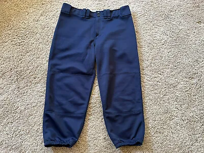Mizuno L  Women Softball Pants 3/4 Length Blue Belt Loops • $12
