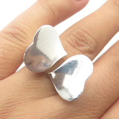 925 Sterling Silver Vintage Italy Modernist Heart Adjustable Ring Size 8.75 • $109.95
