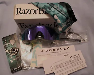 Oakley Razor Blades New Matte Clear W Violet Lens W Black Heritage 30 Sunglasses • $459.99