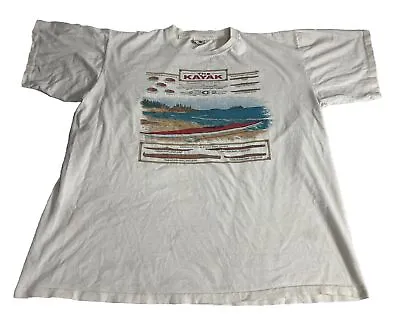 Vintage Kayak Graphic T Shirt Adult Size Xl Single Stitch 90s  • $14.99