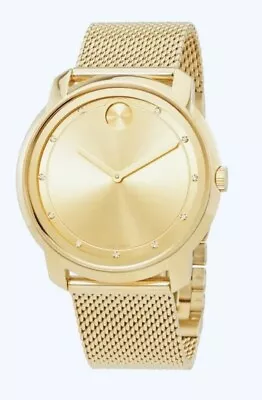 Movado Bold Men’s Yellow Gold 44mm Diamond Markers Slim Watch 3600460 • $350