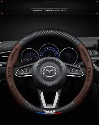 15  Steering Wheel Cover Genuine Leather For Mazda Black New Brown • $26.99