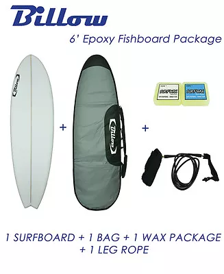 NEW Billow 6' Epoxy Fish Surfboard Matte Finish Package With 5xFCS Fins • $9999