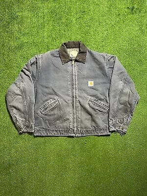 $200 • Buy Vintage Carhartt J90 Detroit Blanket Lined Distressed Blue LARGE
