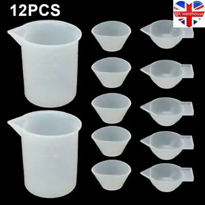 £8.59 • Buy 12pcs DIY Silicone Mixing Measuring Cups Mold Casting Jewelry Tool Kit UV Resin