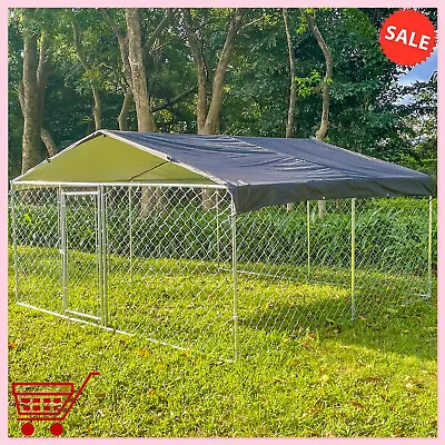 10 X 10FT Outdoor Pet Dog Kennel Metal Pet House Cage Backyard Cage W/ Cover • $279