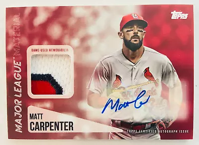 2019 Topps Series 2 MATT CARPENTER Major League Material Autograph Red #'d /25 • $49.99