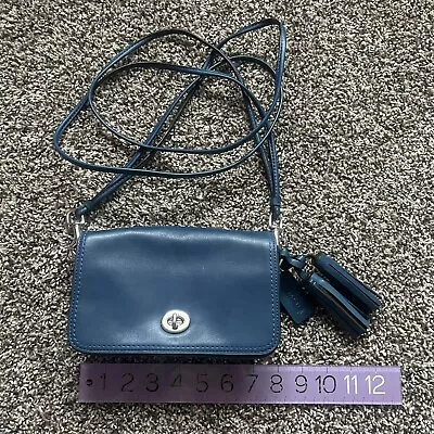 Coach Legacy Leather Medium Blue Penny Crossbody Purse 19914 Tassel Dinky 1941 • $175