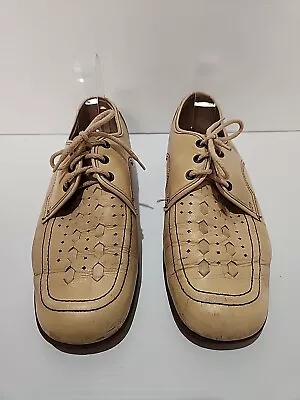 Vintage Bata Leather Beige Oxford Laceup Size 7 Made In Australia • $39.95