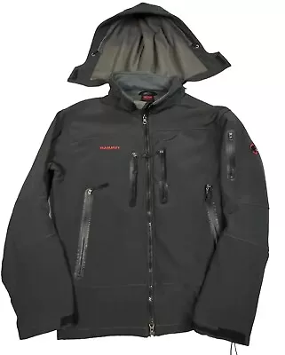 Mammut Jacket Mens Small Black Full Zip Hooded Fleece Softshell Winter Ski Coat • $119