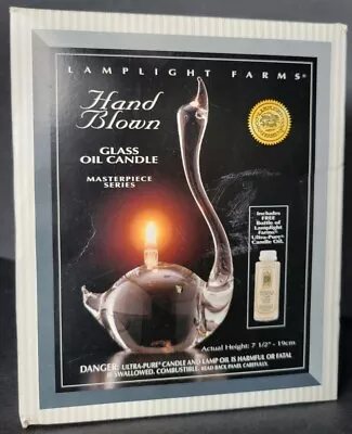 Lamplight Farms Glass Oil Candle Swan Lamp Clear 7  NIB • $16