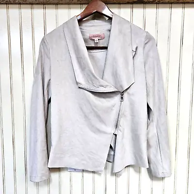 Philosophy Faux Suede Gray Moto Jacket Size S Zipper Front Soft Lightweight • $7