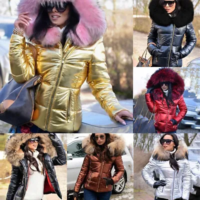 $11.49 • Buy Womens Winter Warm Quilted Padded Parka Short Fur Collar Hooded Coat Jacket ❤