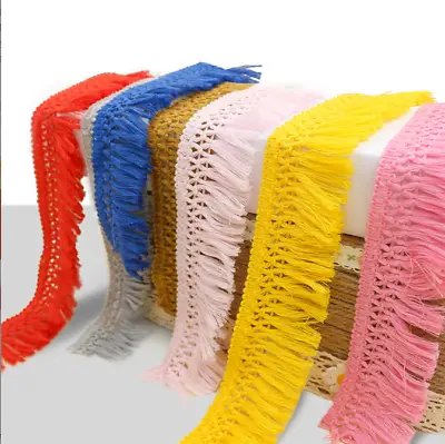 2 Yards Cotton Tassel Fringe Lace Trim Garment Curtain Sewing Decorative 4cm • £2.94