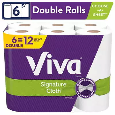 Viva Signature Cloth Paper Towels - 6 Double Rolls (94 Sheets Per Roll) - Free S • $23.99