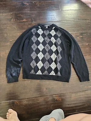 Retrofit Brand Mens Large Black Gray  Argyle V-neck Sweater • $11
