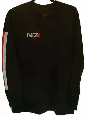 Mass Effect N7 T-Shirt Men's Large Black Long Sleeve Official Logo Print BioWare • $45