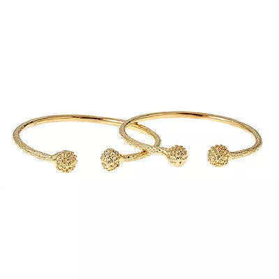 BABY .925 Sterling Silver Disco Ball Ends West Indian Bangles Plated W. 14K Gold • $90.20