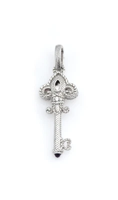 $40 • Buy Judith Ripka Fleur De Lis Key Pendant Charm Enhancer CZ Sterling Silver