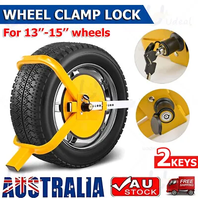 Wheel Defender Lock Clamp Car Caravan Trailer Security Keys Heavy Duty 13''-15'' • $44.50