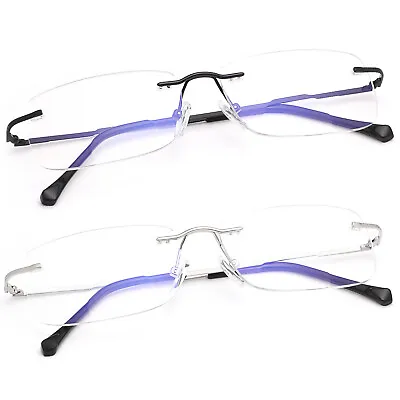 NEW Rimless Clear Bifocal Reading Glasses Anti Blue Light For Men Women +1.0~4.0 • £8.39