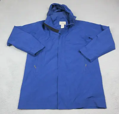 LL Bean Jacket Mens Large Blue Outdoors Rain Hooded Lightweight Coat • $44.85