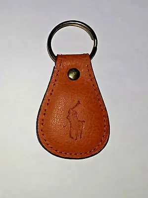 Vtg Polo Ralph Lauren Pony Teardrop Keychain Brown Leather Key Chain Fob • $19.99