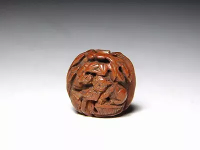 Fine Carving OJIME Bead NETSUKE Tiger By KOZAN Japan Original Edo Inro Antique • £86.78