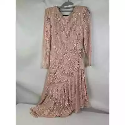 Vintage Filigree Brand Women's Pink Lace Cocktail Mother Of Bride Or Groom Dress • $19.95