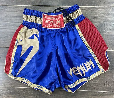 VENUM Muay Thai Shorts Mens Medium Blue Red Gold Boxing MMA Martial Arts • $40