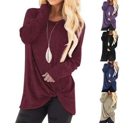 £11.89 • Buy Womens Plain Long Sleeve T-Shirt Tops Ladies Loose Casual Tunic Blouse Size 6-16