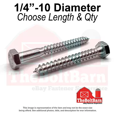 1/4 -10 Hex Lag Screws A307 Grade A Zinc Clear (Choose Length & Qty) • $367.31