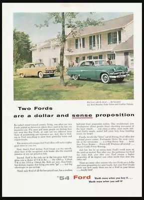 1954 Ford Mainline & Crestline- Car Photo Print Ad-Vintage Man CaveGarage Decor • $7.83