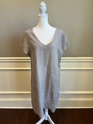 MARISA & MARIE Italian Gray 100% Linen Dress Shift Women's XS Casual Minimalist • $32.99