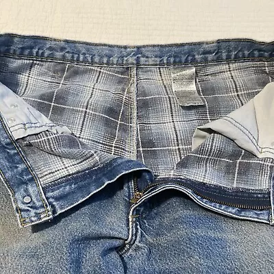 Vintage Carhartt Flannel Lined Jeans Men's 38x30 Denim Work Pants Blue USA Made • $24