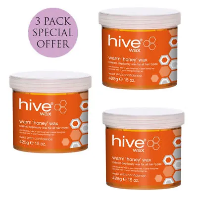 Hive Warm Honey Depilatory Wax 3 X 425g  3 For 2  Leg Bikini  • £18.49