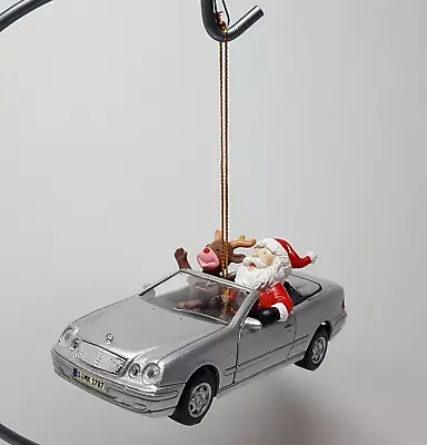 Vintage Maisto 1/38 Diecast Mercedes Convertible W/ Santa & Rudolph Ornament • $9.95