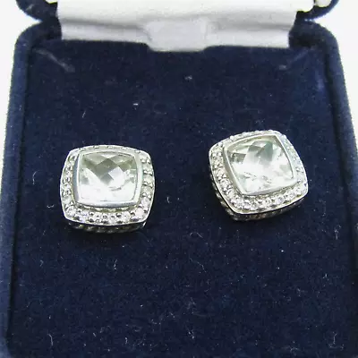 David Yurman Albion Coll 11mm Sterling/Diamond/Prasiolite Stud Earrings 5g SJ360 • $202.50