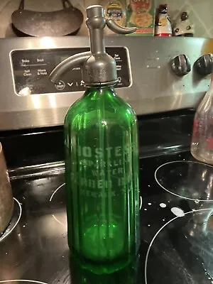 Green Glass 16 Sided Hostess Sparkling Water Vintage Seltzer Bottle  • $150