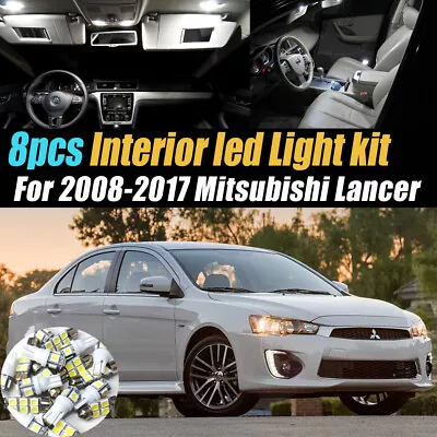 8Pc Car Interior LED Super White Light Bulb Kit For 2008-2017 Mitsubishi Lancer • $12.86