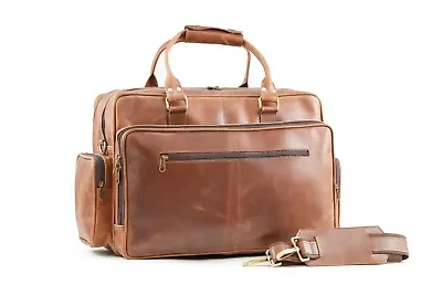 17  Briefcase Duffel New Handmade World Brown Leather Messenger Laptop Bag • $147.83