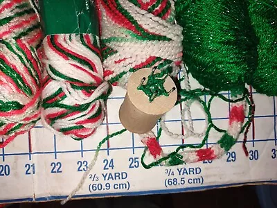 Lot Of 11 ~ Assorted Christmas Colored Variegated  Yarn Total Wt: 1+lb + Spool • $12